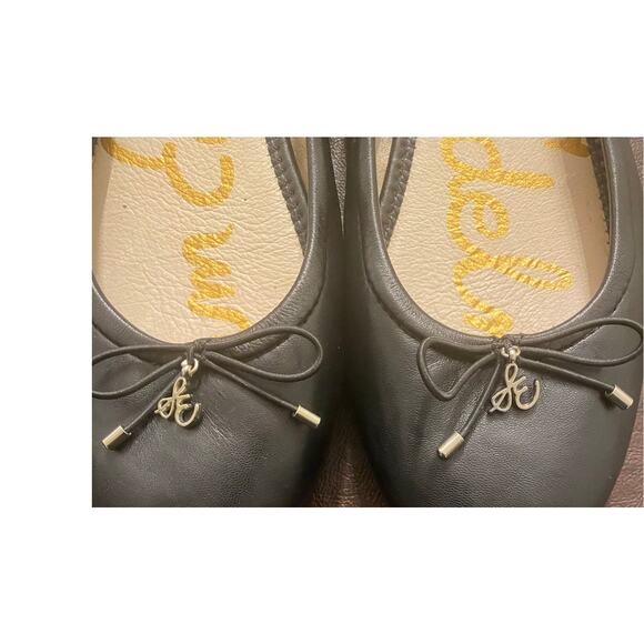 Sam Edelman Felicia Ballet Flats Black Leather Bow Logo Charm Women’s 7.5W - Picture 4 of 6